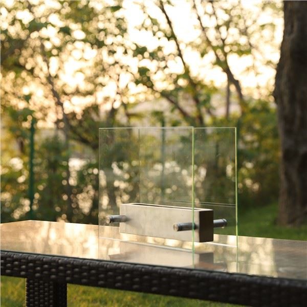 Freistehendes Bioethanol Kamin mit Glas